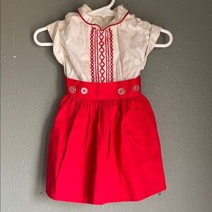 Vintage Charming Red and White Kids Dress